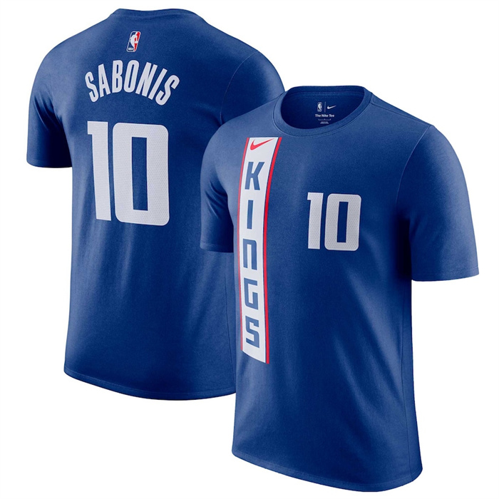 Men's Sacramento Kings #10 Domantas Sabonis Blue 2023/24 City Edition Name & Number T-Shirt